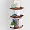 Burnt Brown Wall Mounted Wood Floating Corner Shelf Set